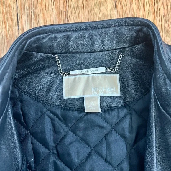 Michael Kors black Moto Lambs Leather Jacket XS - Picture 10 of 13